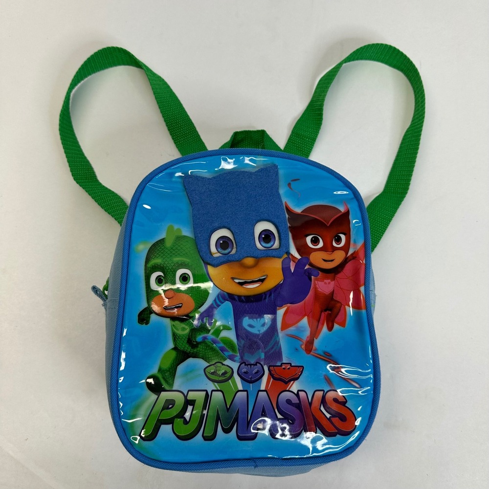PJ Masks Mini 9" Backpack Toddler Blue Green Catboy Owlette Gekko 3D Mask Detail